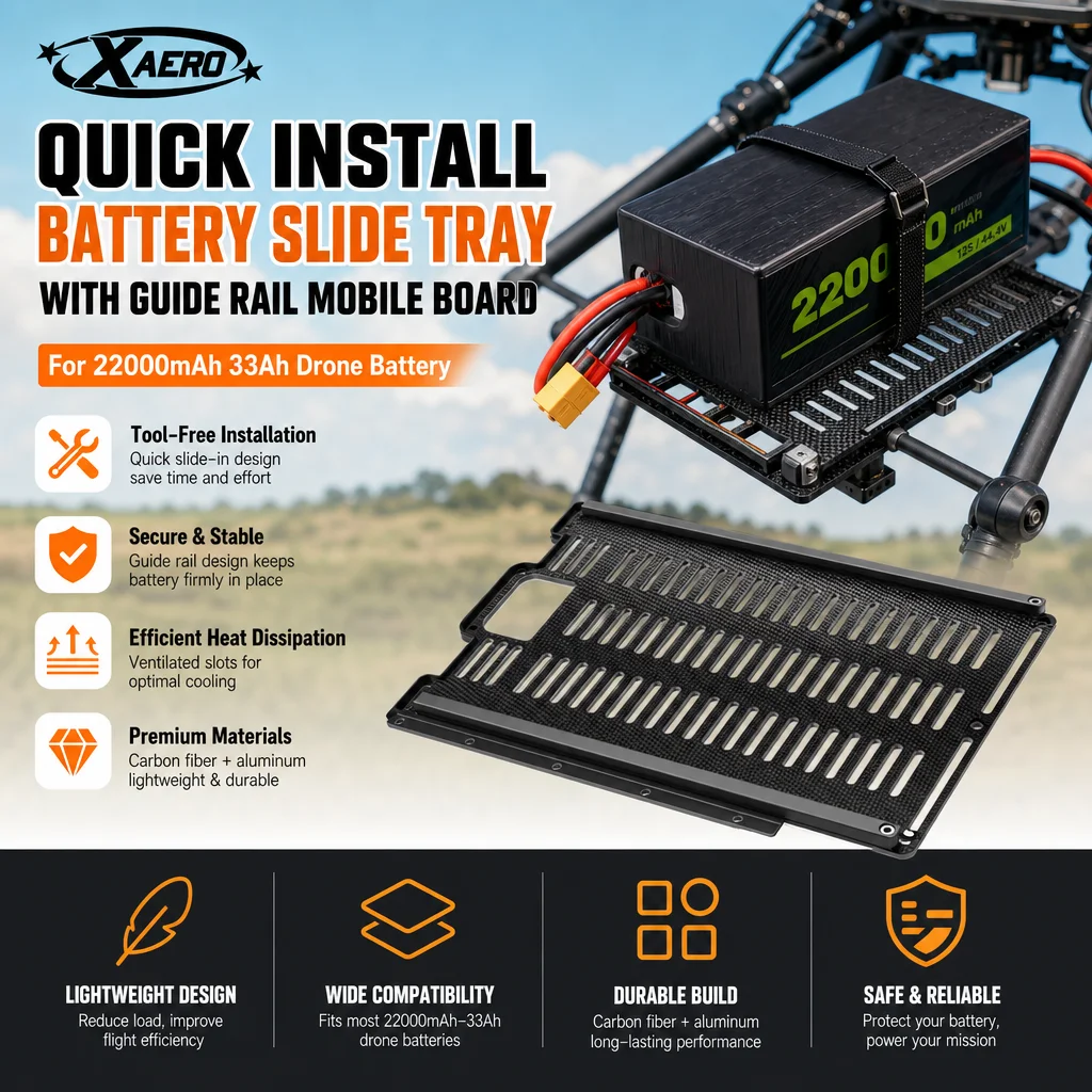 XAERO Quick Install Battery Slide Tray with Guide Rail Mobile Board for 22000mAh 33Ah Drone Battery
