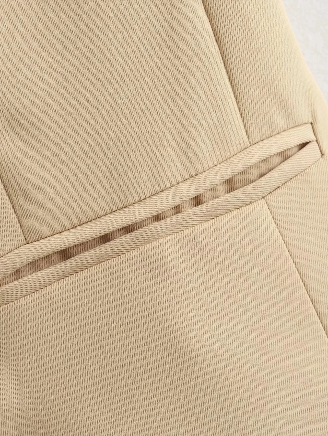 HH Damen Elegantes Khaki-Rock-Set, 2-teilig, ärmellose, einreihige, schmale Weste, einfarbiger A-Linien-Rock, Sommer-Strand-Partykleidung – Detail 10