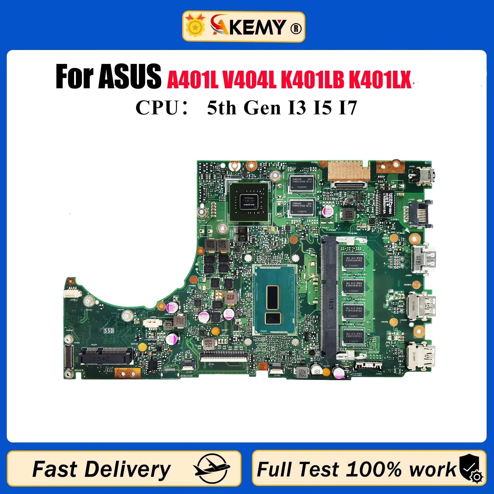 

K401LB Материнская плата для ноутбука ASUS VivoBook K401L A401L V404L V405L K401LB K401LX Материнская плата с процессором I3 I5 I7 100% ОК шт.