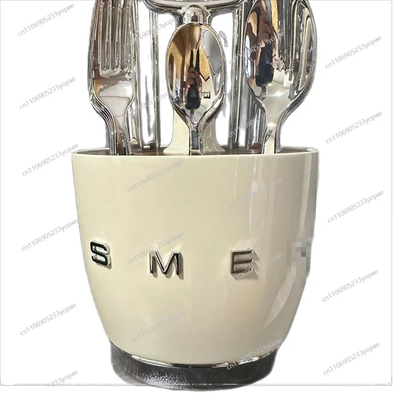 

Cream Wind Kitchen Stainless Steel Tableware Retro Set Knife Fork Spoon Holder
