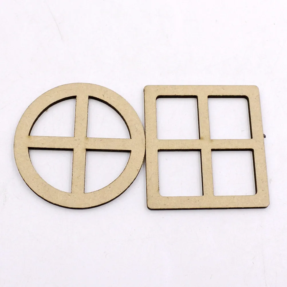 5Packs Window Pattern Wooden Pieces DIY Crafts Decorations for Birthday Wedding Party Wooden Ornaments