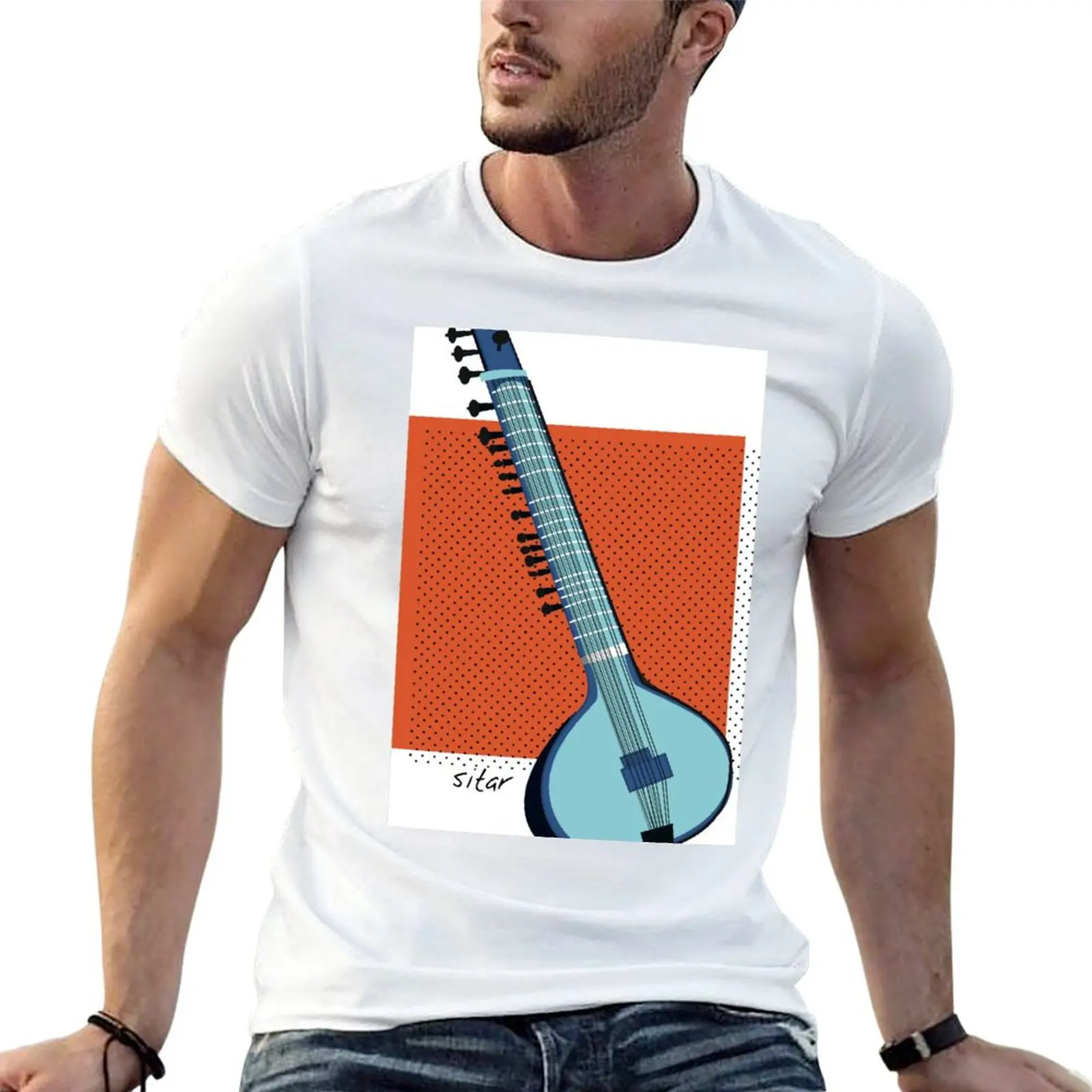 Sitar - Instruments of the World T-Shirt t shirts with prints man t shirt heavy cotton t shirt man plain T-shirt