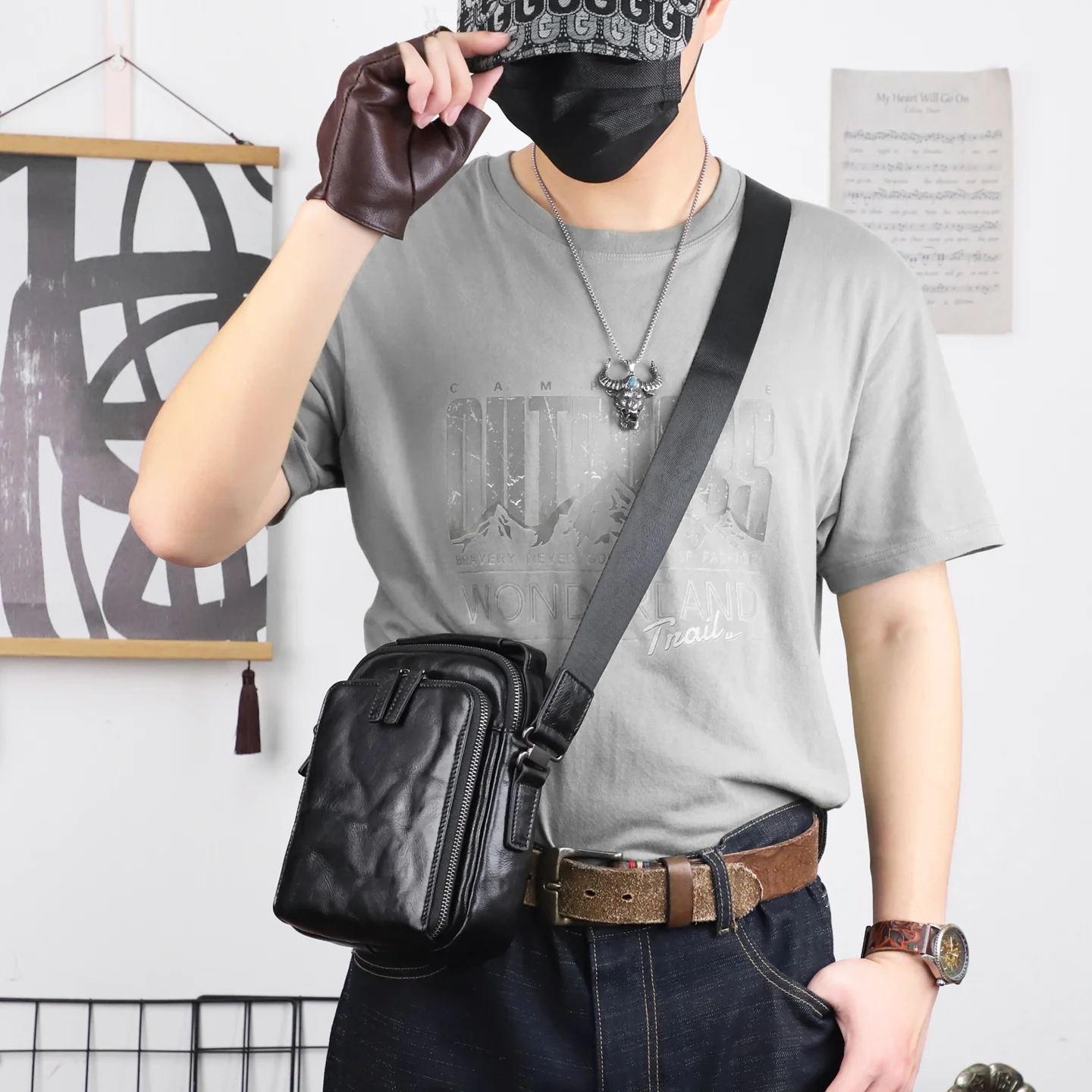 

2025 Messenger Bag For Men Cowhide Genuine Leather Shoulder Crossbody Men's Small Bag Design Brand Phone Pouch Male