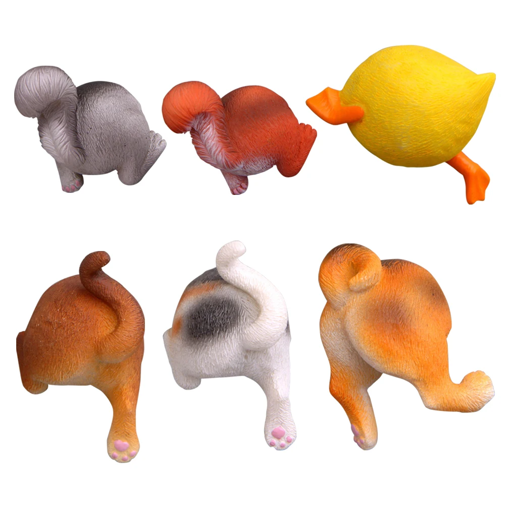 

6 Pcs Refrigerator Magnets Cute Cat Butt Fridge Stickers Animal Fridge Magnets Resin Adhesive Memo Holder Decor