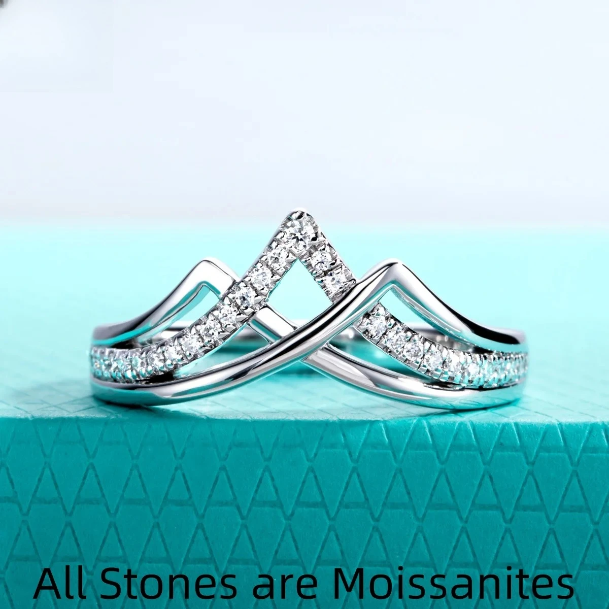 

Moissanite V Shape Wedding Bands Ring 925 Sterling Silver D Color Bridal Crown Ring for Women Exquisite Jewelry Gifts