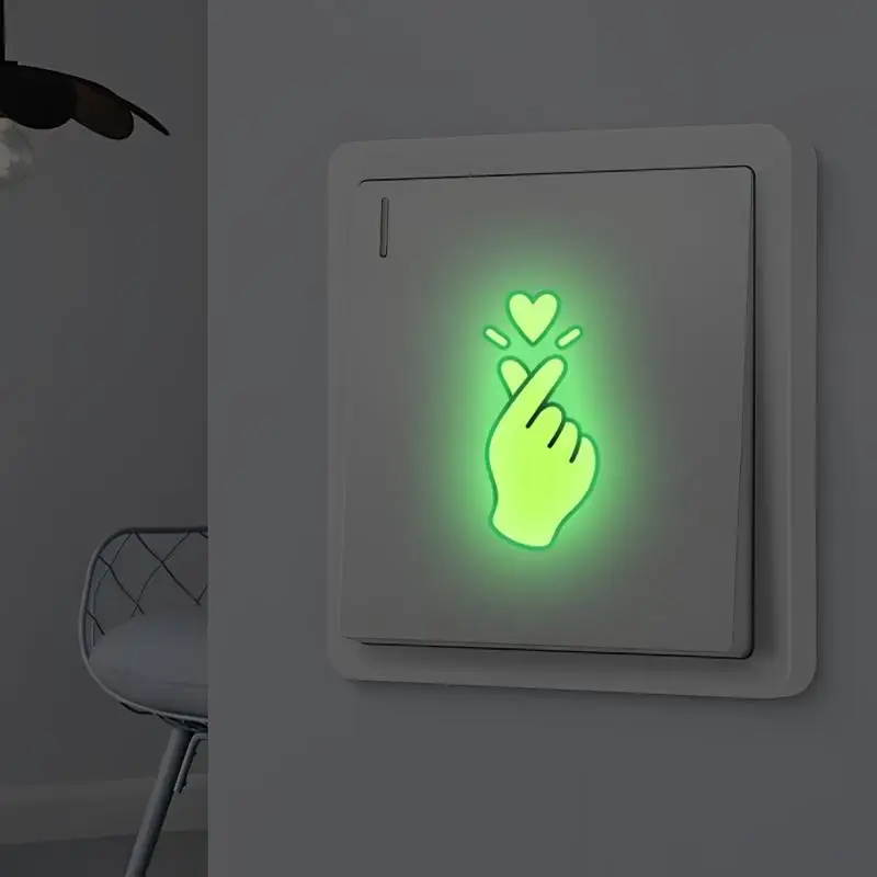 8pcs Rock Hand Glow In The Dark Light Switch Stickers Self Adhesive Removable Decals for Stairwell Night  Use