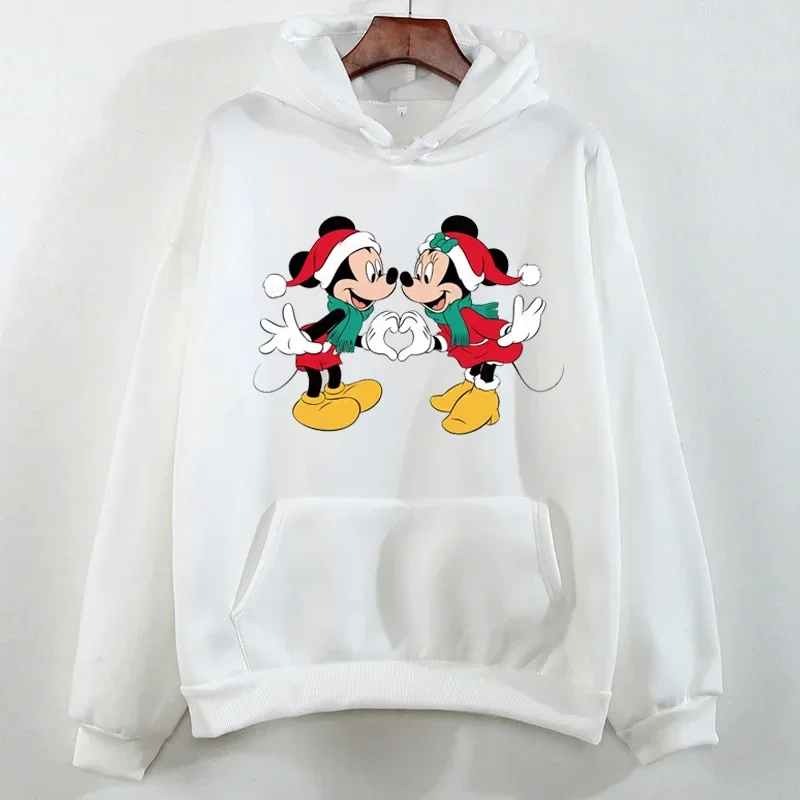 Merry Christmas Minnie Mouse Printed Hoodies Cartoon Clothes Harajuku Women Hoodie Casual Round Neck Pullover Sweatshirts Tops