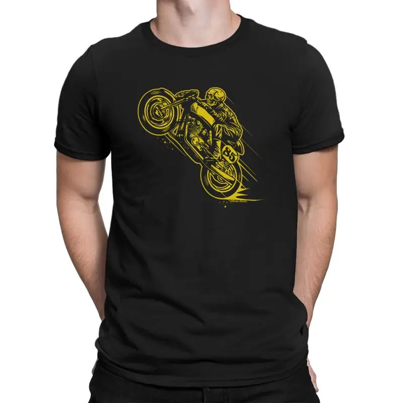 

Mens Ghost Rider Biker T Shirt Motorcycle Skull Clothing Bike