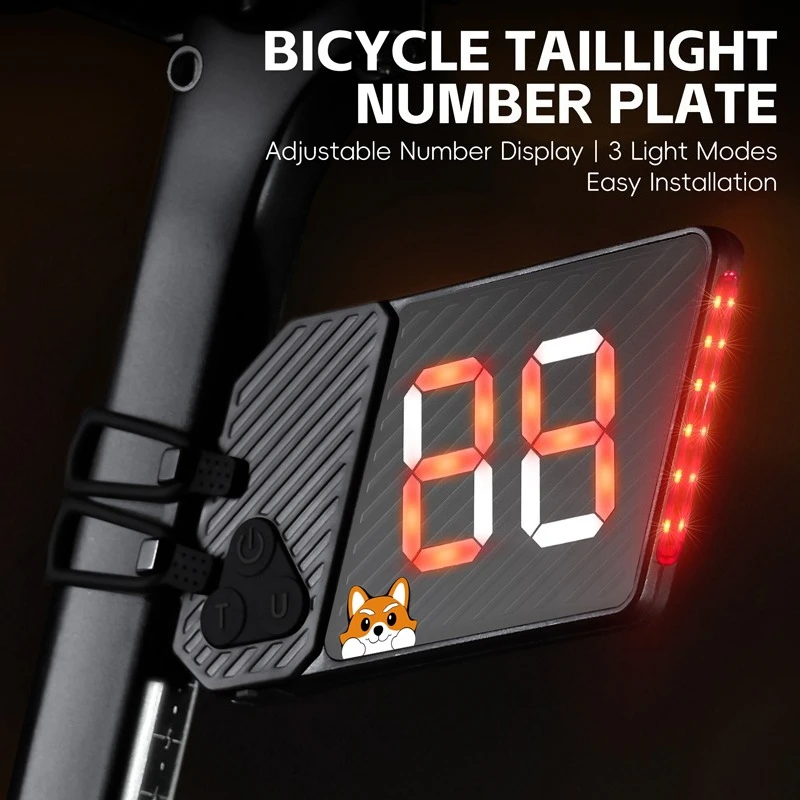 

Programmable Bike Taillight Number Plate 3 Modes 0-99 Display for Cycling Safety Warning and Personalized Identification