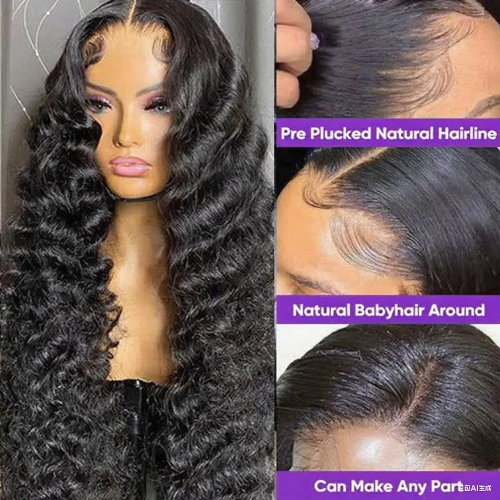 36Inch Deep Wave Lace Front Wigs Human Hair 13x4 Deep Wave Human Hair Wigs Deep Wave 13x4 Guleless Wigs for Women 180% Density image 4
