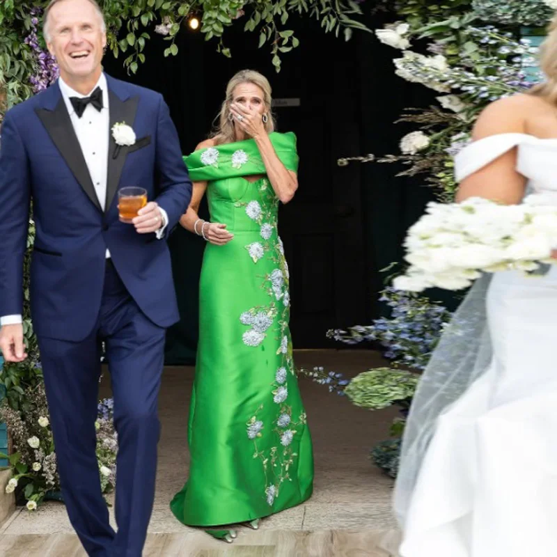 

Customized Satin Off Shoulder Mother of the Bride Dress for Special Occasions Appliques A-Line Women Gala Evening Dress