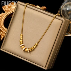 EILIECK 316L Stainless Steel Beaded Neck Chain Necklace For Women Girl Fashion New Birthday Gift Waterproof Jewelry Accessories