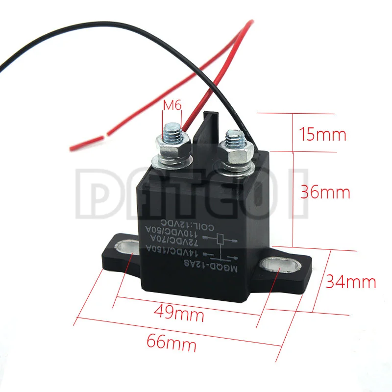 150A Relay Strong Magnetic Arc Extinguishing Automotive DC High Voltage Electromagnetic Relay DC12V24V48VDC72VDC Normally Opened