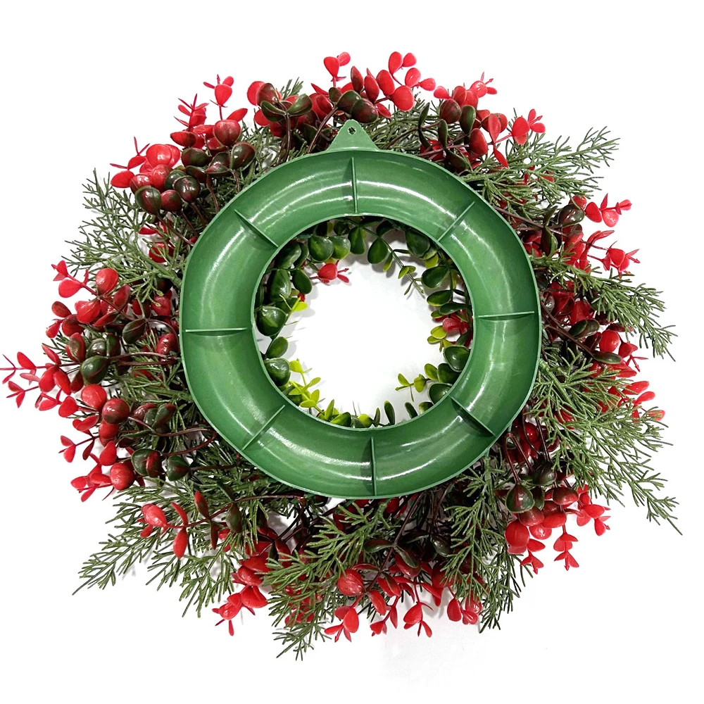 Künstlicher roter Beerenkranz, 35 cm, Weihnachtsdekoration, Hängegirlande für Winter, Festival, Weihnachten, Wanddekoration im Freien, gefälschter Kranz – Detail 3