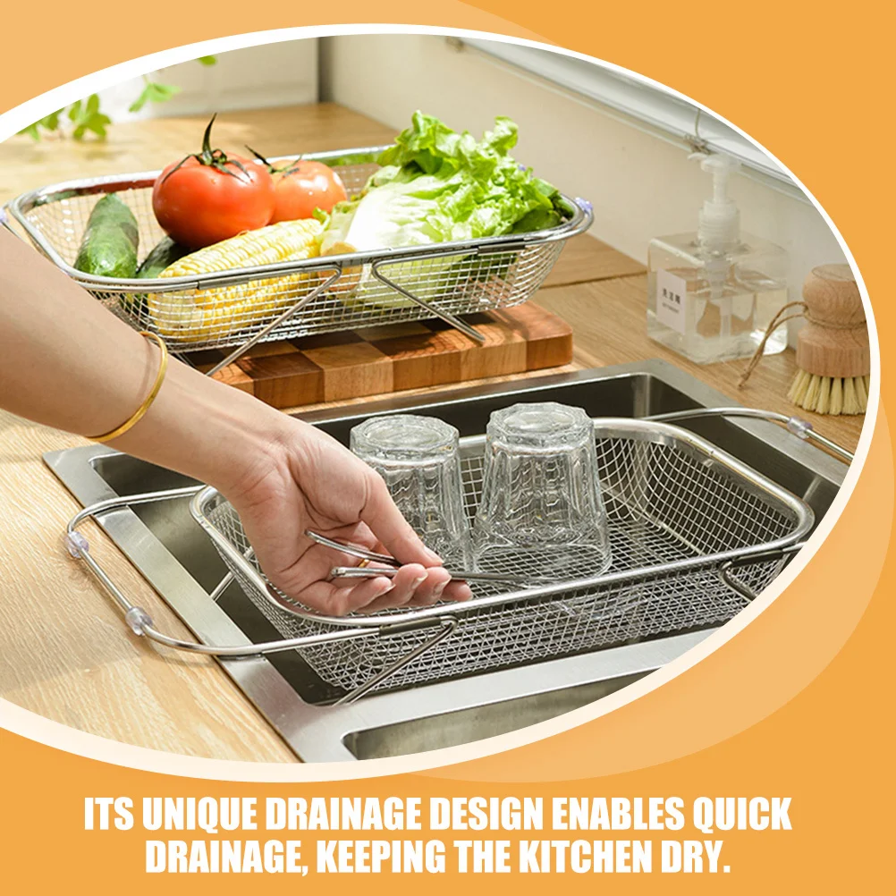 

Retractable Stainless Steel Sink Basket Extendable Drain Basket Fruit Vegetable Strainer Kitchen Sink Colander Large Capacity