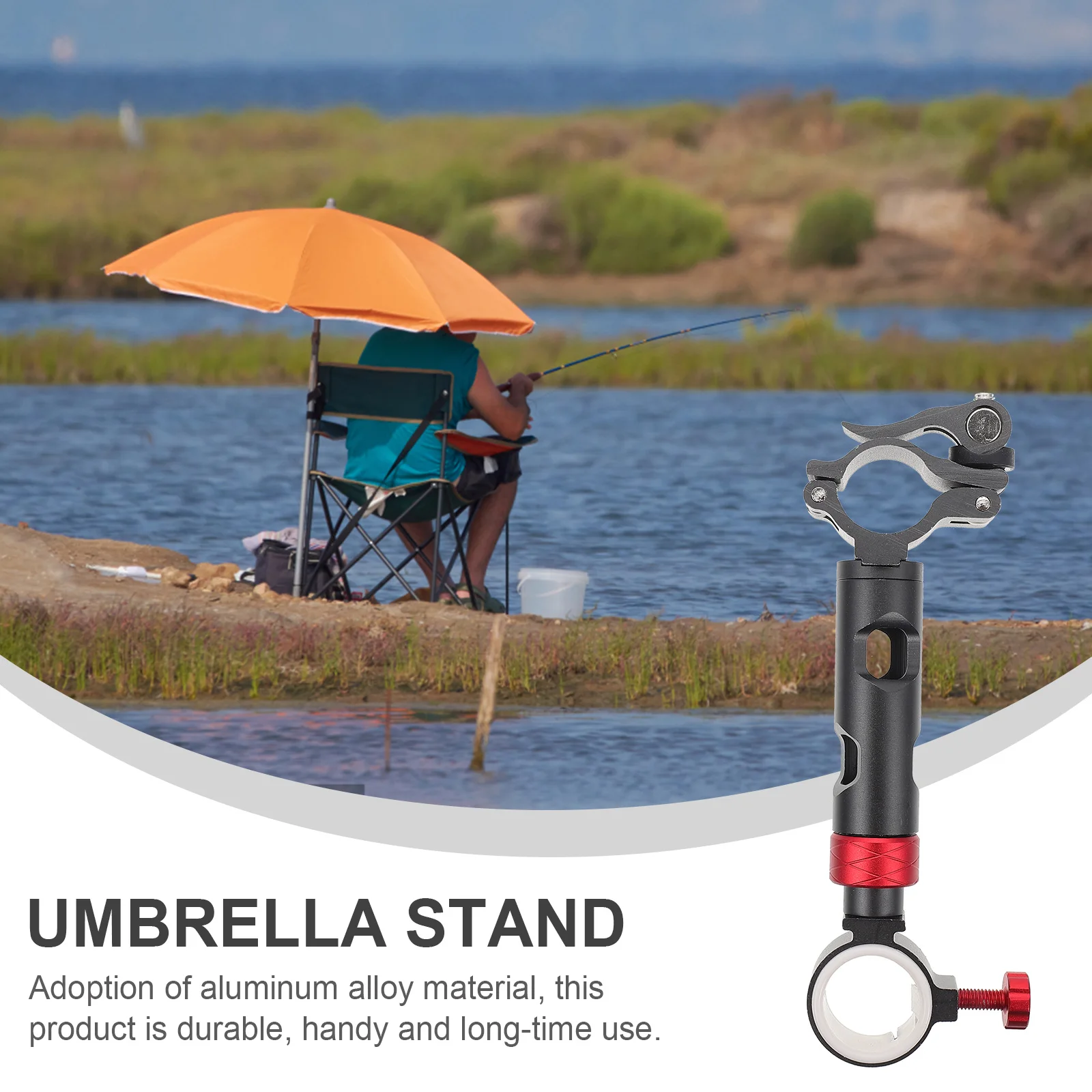 

1pc Fishing Umbrella Bracket Red Aluminum Alloy Durable Adjustable Compact Lightweight Umbrella Stand For Fishing Tools