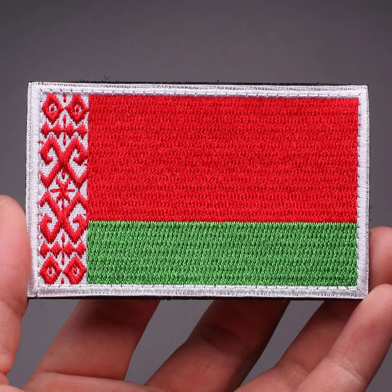 8*5cm Belarus Flag Embroidered Patches for Clothing Sewing Hook & Loop Iron on Patches on Clothes Military Patch Tactical Badges