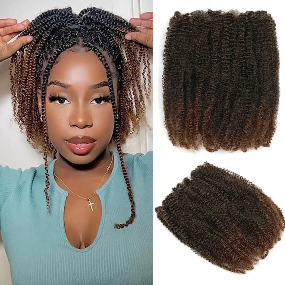 Alibaby 12Inch Synthetic Afro Kinky Twist Marley Crochet Hair Pre-Separated Spring Afro Twist Hair For Butterfly Locs Braids