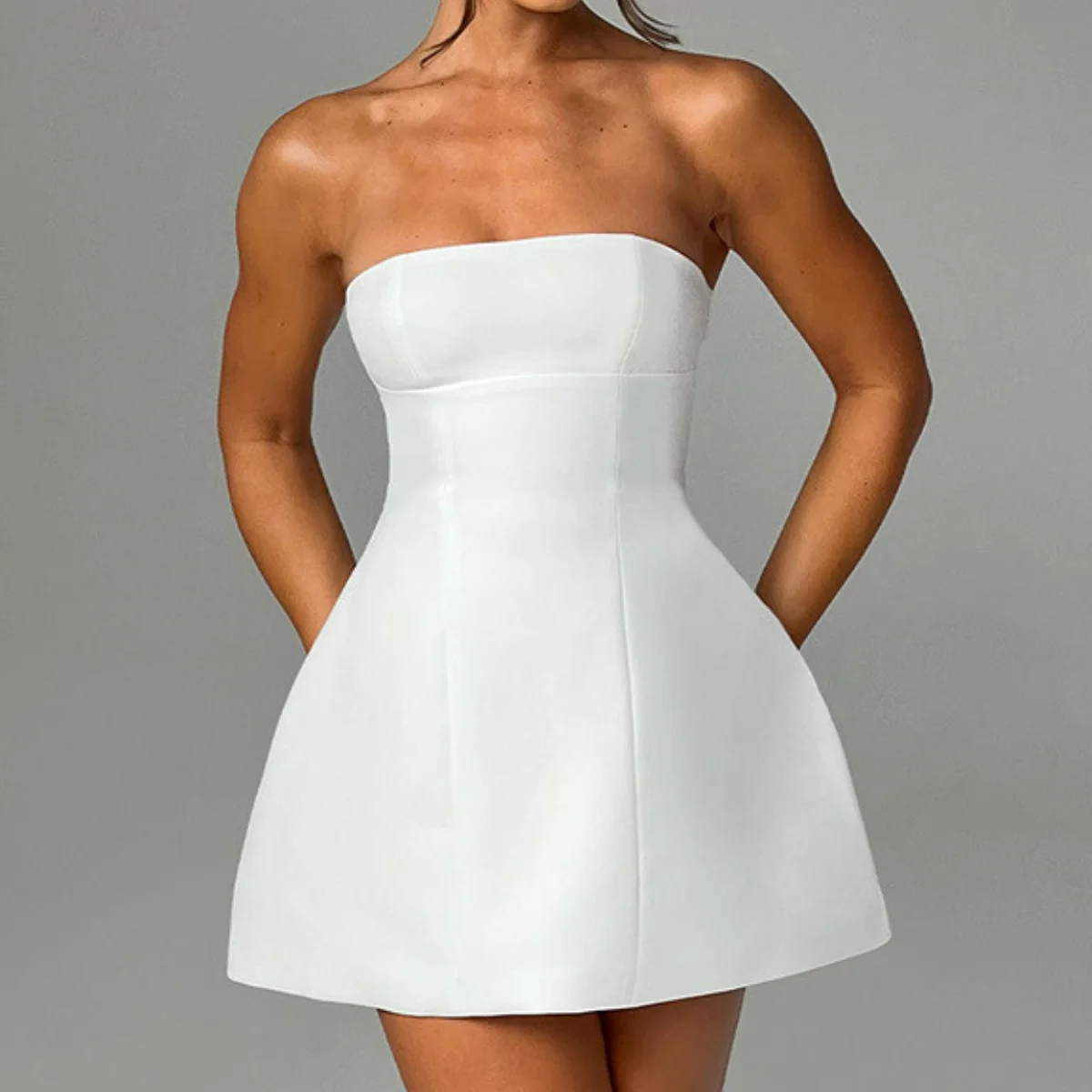 เซ็กซี่ A-Line มินิเดรสผู้หญิงแฟชั่น Hollow Out สั้น Vestidos ฤดูร้อน Femme ปิดไหล่ Elegant Party ชุดเข้ารูป