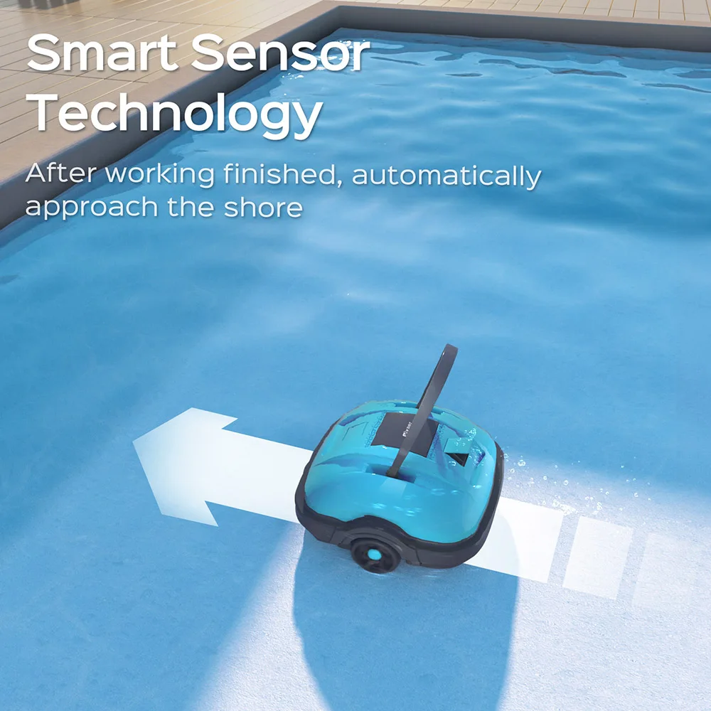 WYBOT-مكنسة روبوت لاسلكية ، محرك مزدوج ، وقت تشغيل 50 دقيقة ، حتى 525sq.ft ، لحمامات السباحة المسطحة السفلية ، غبار 2.5 لتر ، IP68 ، WY1102