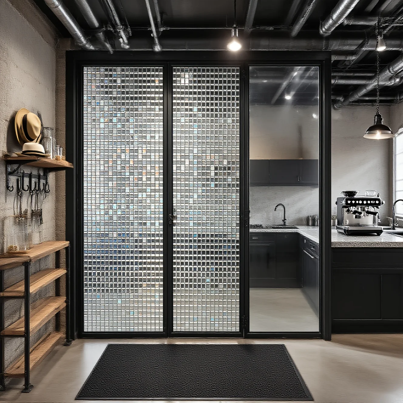 3D Mosaic Pattern Privacy Window Film Roll Static Cling Sun Block Heat Block UV Block for Home Office Bathroom Door