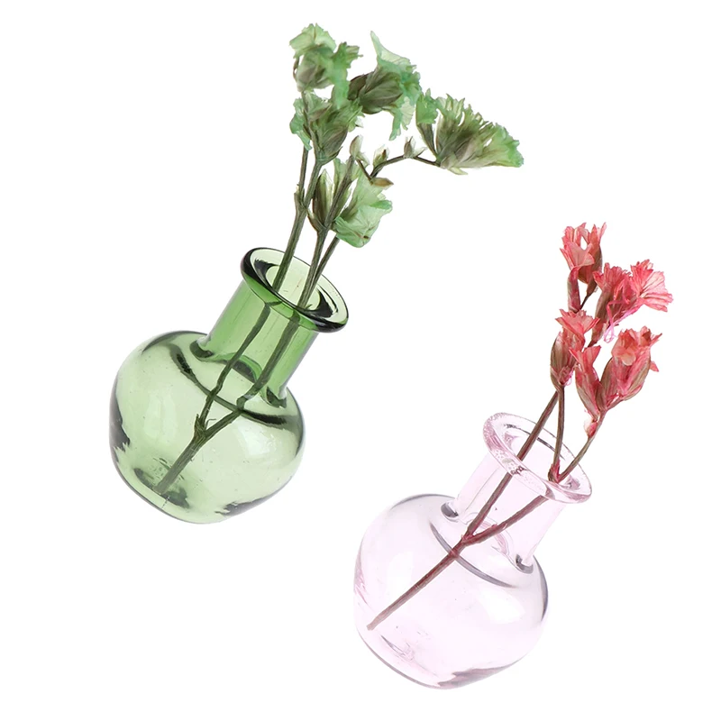 ミニチュア磁器おもちゃ装飾花瓶、ガラス、ドールハウス、1:12