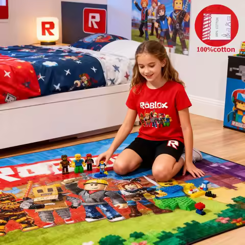 Game ROBLOX Cute Cartoon Fashion Clothes Pants Suit Print T-shirt Set Outdoor Sportswear Boys and Girls Clothes