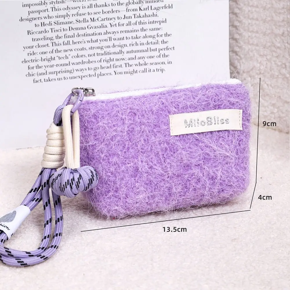 حقائب بطاقات قطيفة صغيرة أنيقة مع قلادة على شكل قلب مربعة للسفر ومحفظة للعملات المعدنية لتخزين حقائب اليد الكورية للمكياج