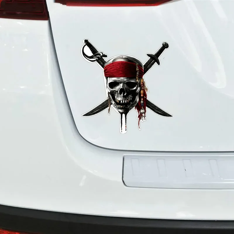 JP calcomanía decorativa para coche, cubierta de calavera pirata para motocicleta, cuchillo de hueso, accesorios creativos, pegatina impermeable con