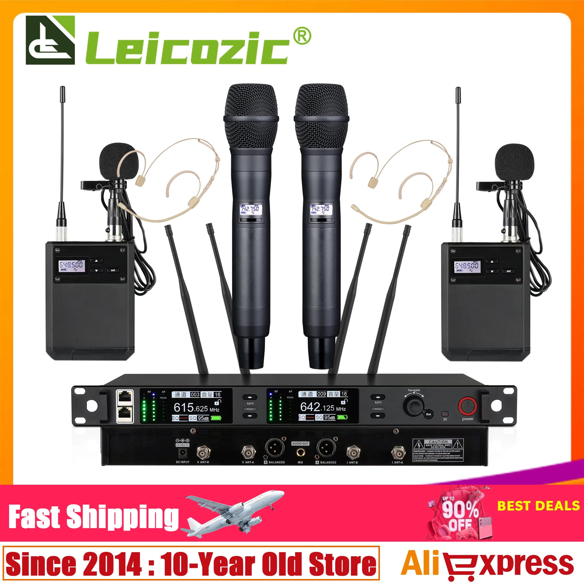 Leicozic 500/600Mhz Professional Wireless Microphone Headwear Hand Microfono Professional Cordless Mic For Stage Performance