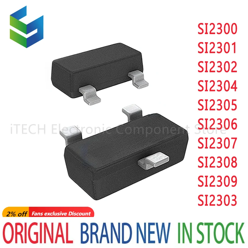 50PCS SI2300 SI2301 SI2302 SI2304 SI2305 SI2306 SI2307 SI2308 SI2309 SI2303 SOT23 N-channel Enhancement Mode Field-effect