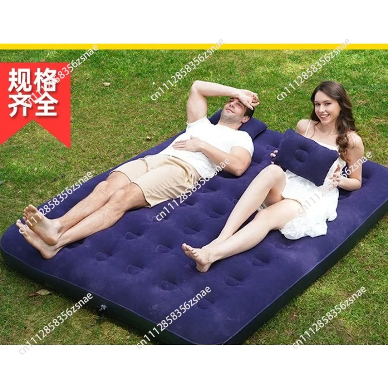 Outdoor inflatable mattress Double flocking inflatable bed for camping Household thickened portable lazy folding bed Tent