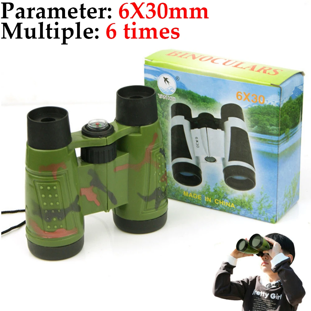 Children's Binoculars 6x30 Binoculars Camo Print Child Telescope HD Glasses Magnification Toy Kids Outdoor Science Education Toy