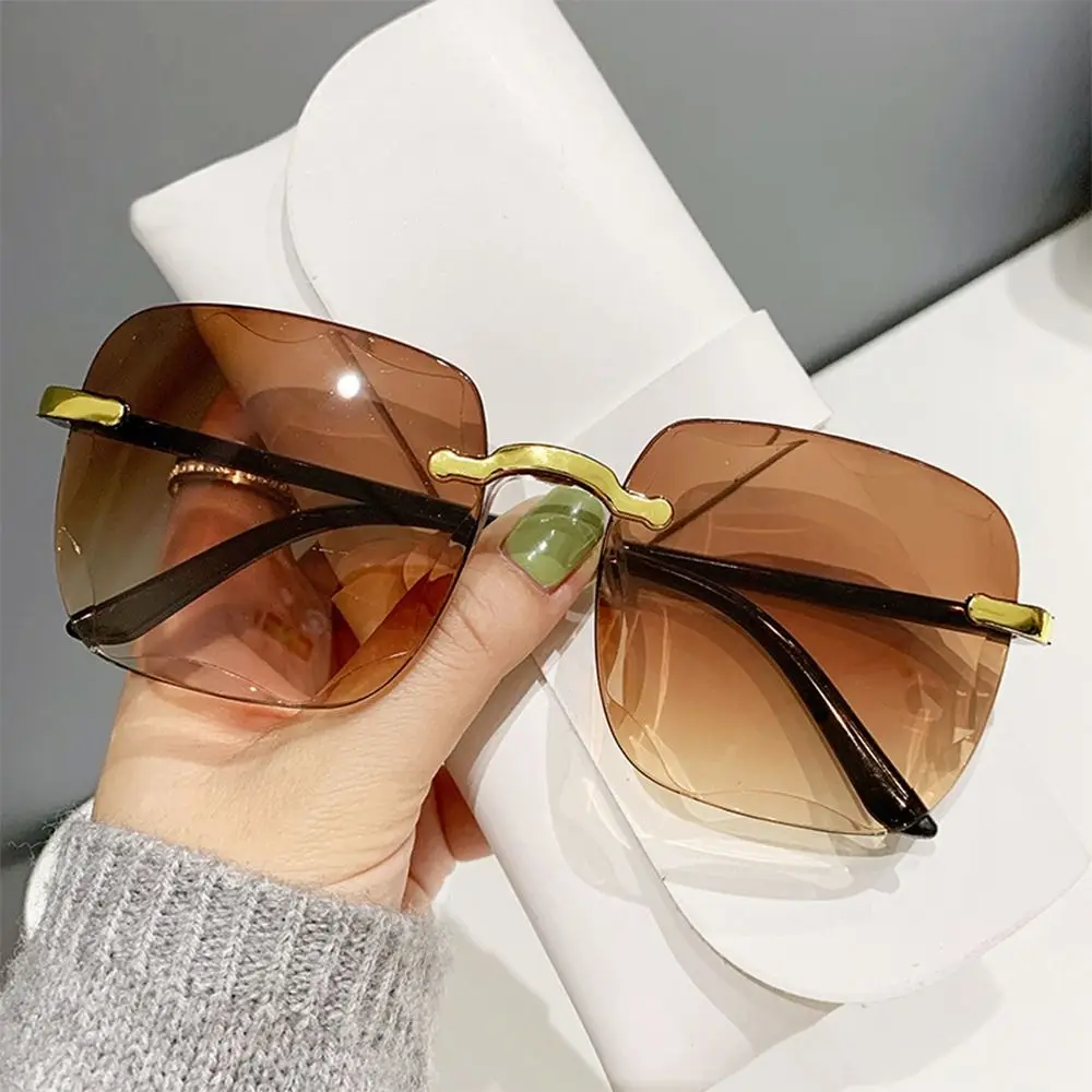 Vintage UV400 Rimless Sunglasses Vintage Women Shades Frameless Sun Glasses for Summer