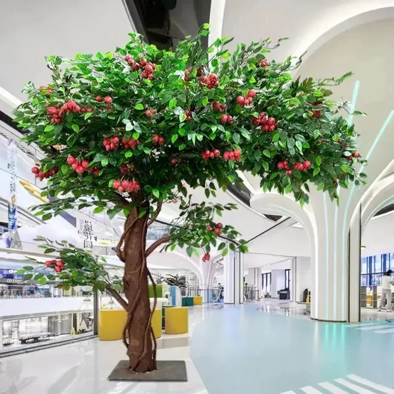 

xxxSimulation Apple Hawthorn Tree Decorative Bonsai Solid Wood Large Indoor Artificial Tree