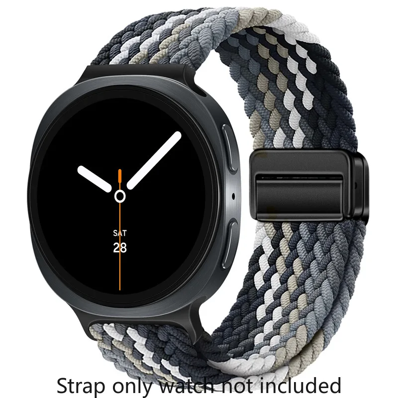 Geflochtenes Solo-Loop-Armband aus Nylon, geeignet für Samsung Galaxy Watch 8 40 mm/44 mm, Magnetband für Galaxy Watch 8 Classic Correa