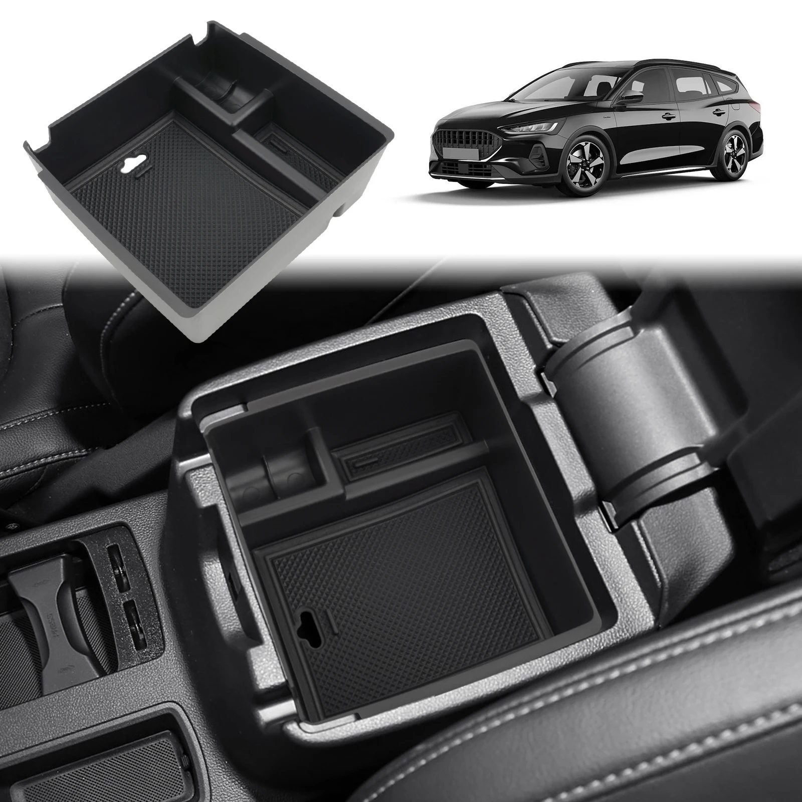 RUIYA für Ford Focus MK4 2018-2025/Ford Kuga MK3 2020-2026 Auto-Armlehnenbox-Aufbewahrung 2025 Focus MK4 Mittelkonsolenbehälter – Detail 1