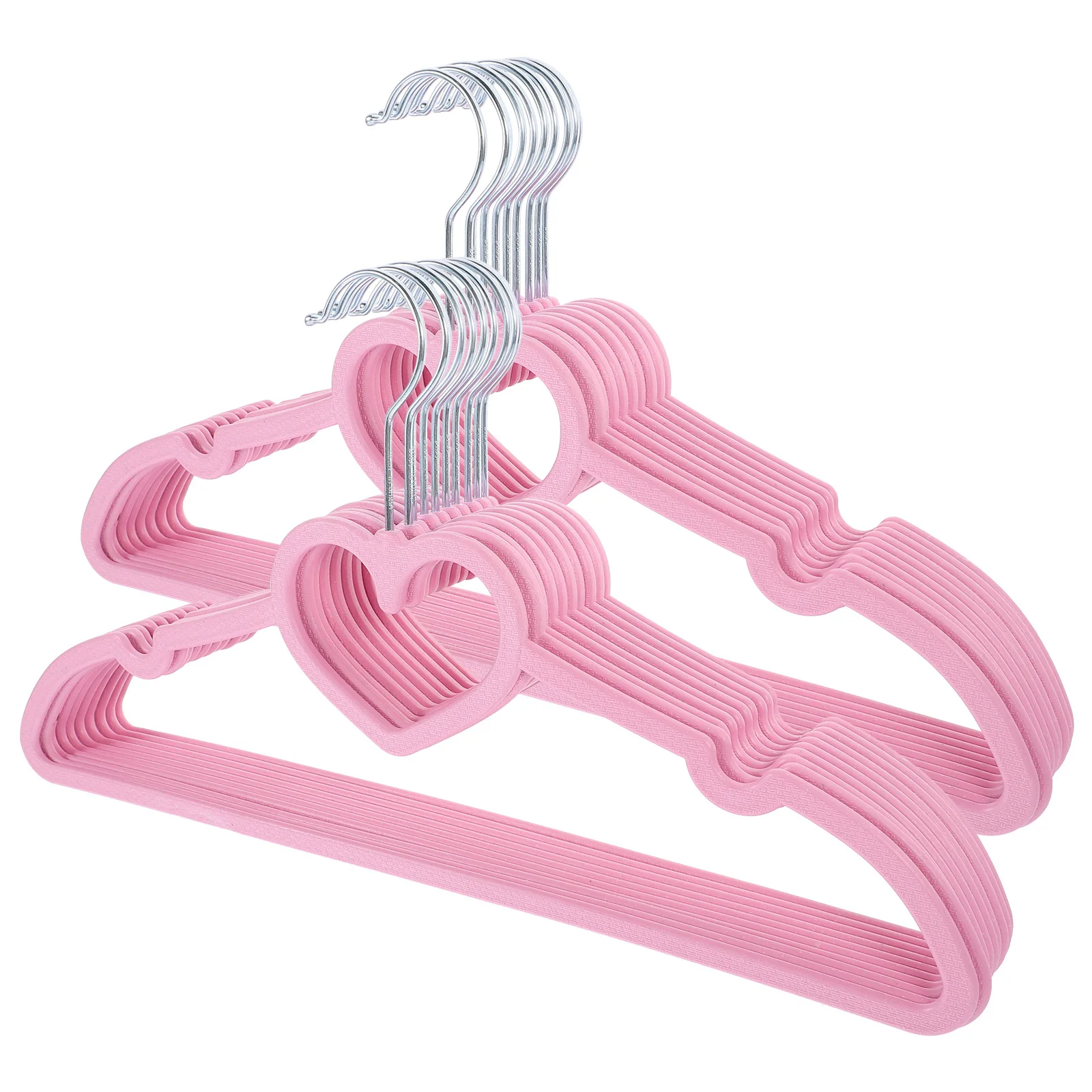 

20PCS Heart Shaped Clothes Hanger Pink Metal Drying Rack for Garment Coat Non Slip Portable Bright Color Design Plastic