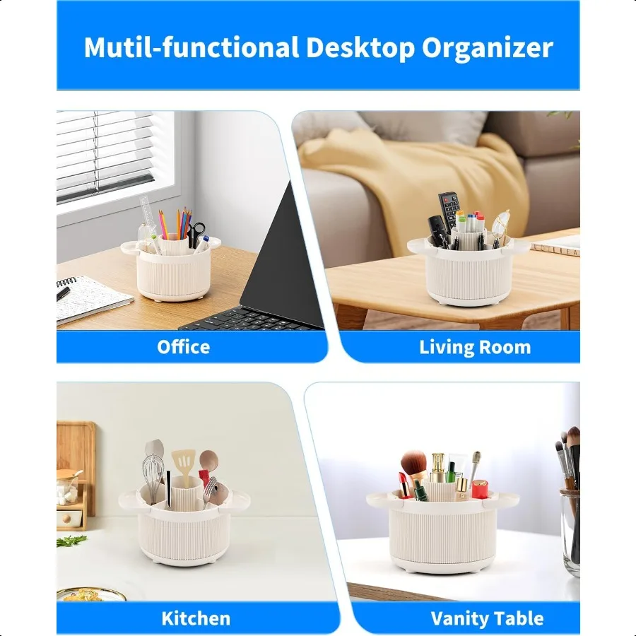 حامل قلم دوار 360 درجة للمكتب 2025 منظم مكتب دوار مطور للقرطاسية قلم رصاص ماركر فرشاة للمكياج مع