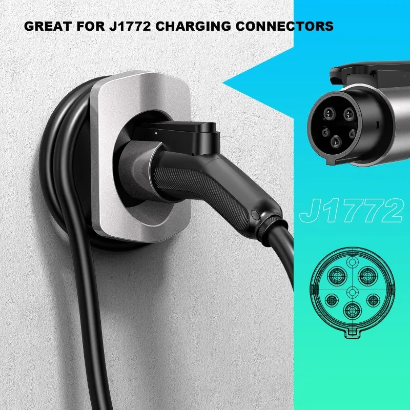 FITMPH Type 1 EV Charger Holder, Wall-Mounted and Split design，SAE J1772 Charging Cable Organizer For Chevrolet  Ford etc.