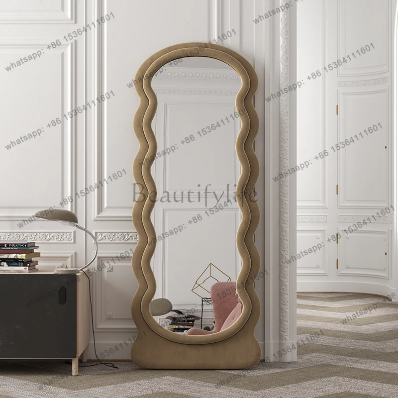 Create Minimalist Mirror Vintage Irregular Wavy Garden Funky Mirror Frame Wooden Aesthetic Nordic Spiegel Wand Home Decorations