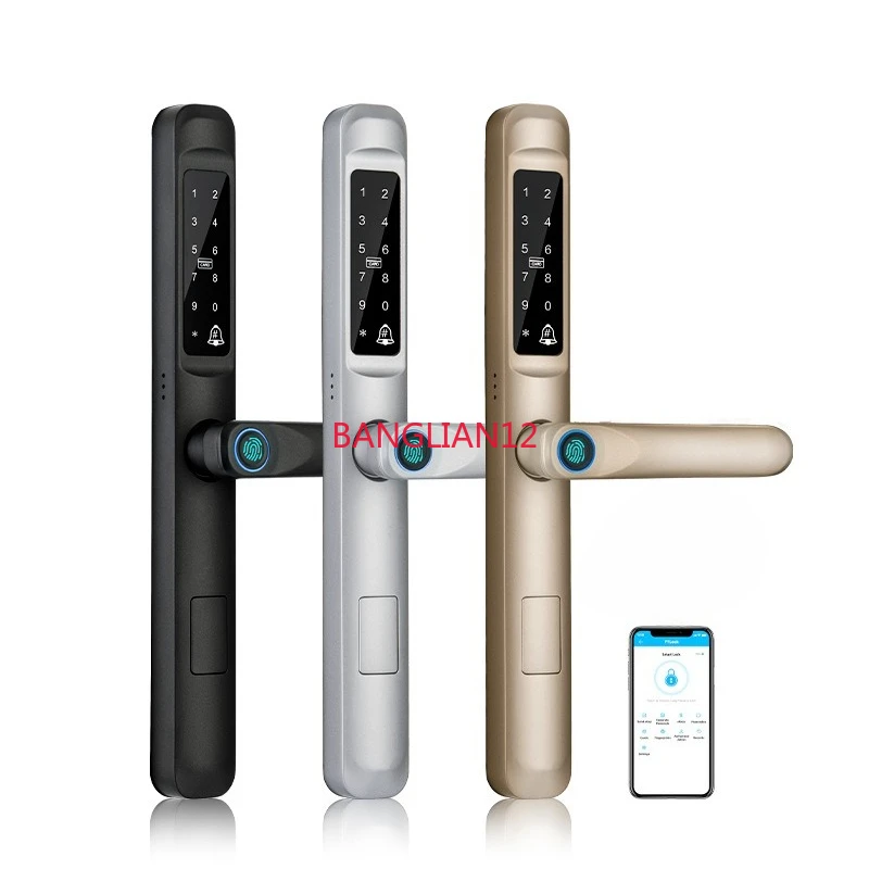 

Broken bridge aluminum door lock, modern simple narrow frame electronic, waterproof new Chinese courtyard