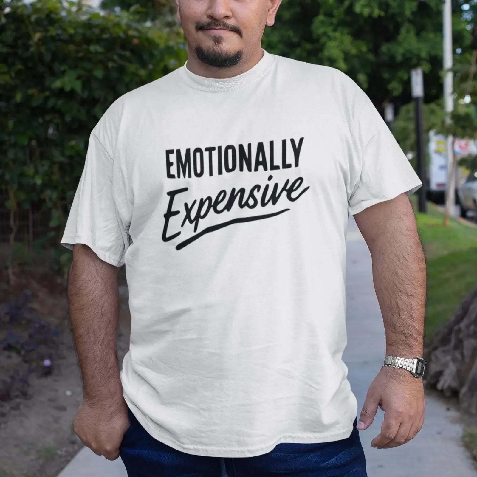 Emotionally Expensive T Shirt Sarcastic Mental Health Humor Introvert  vintage Washed homme Soft designer clothes Stretched