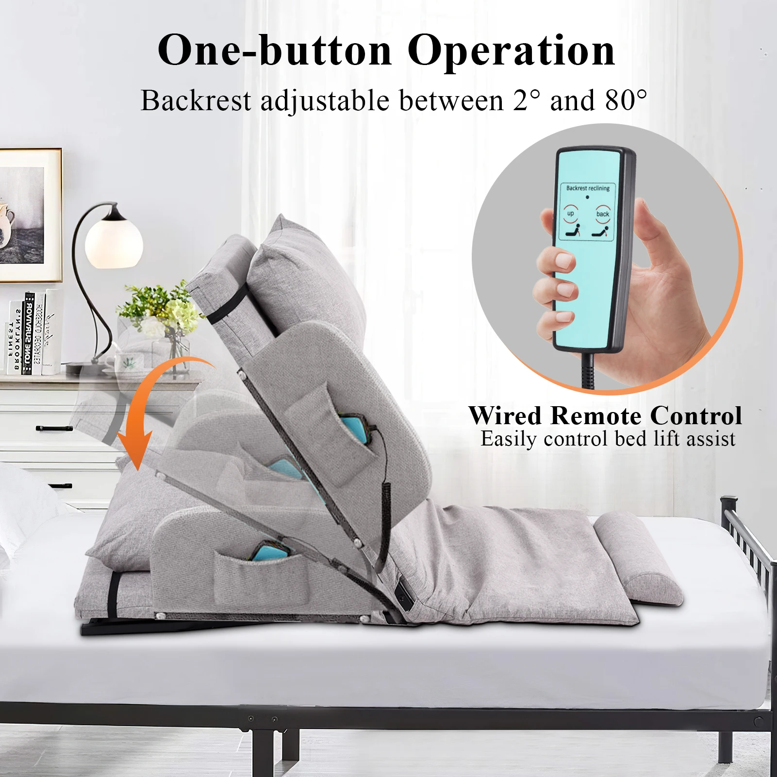 مسند ظهر للسرير لرفع الطاقة، مسند ظهر للسرير، مسند ظهر مساعد كهربائي، يتضمن وسادة ووسادة للقدم، للمرأة الحامل #6