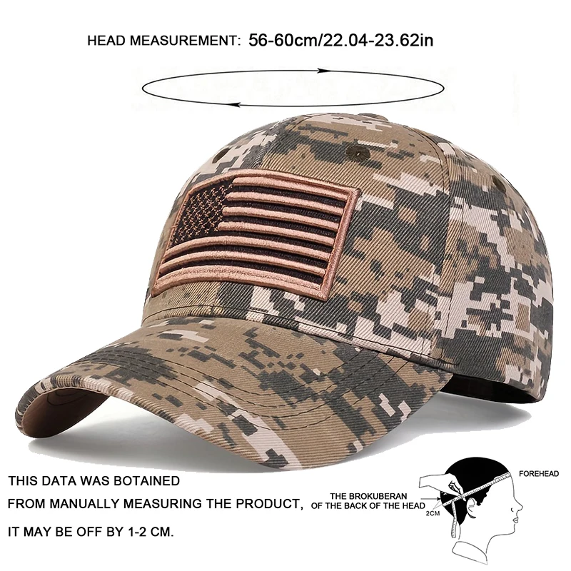 Unisex US Flag Embroidered Army Baseball Caps Spring and Autumn Outdoor Adjustable Casual Hats Sunscreen Hat