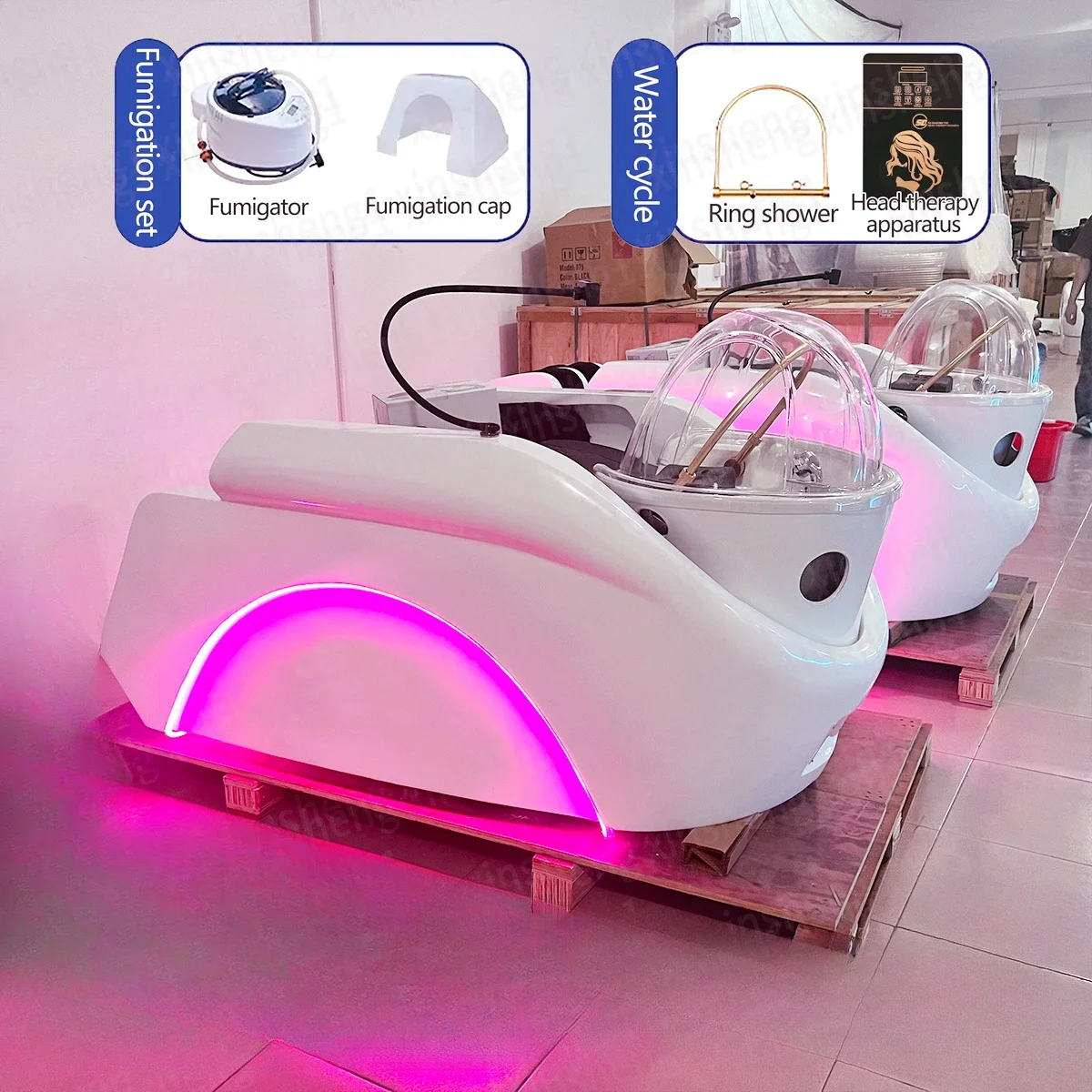 Modern Luxury Hair Salon Furniture White Electric Multifunctional Wash Chair Massage Shampoo Bowl Bed Chair