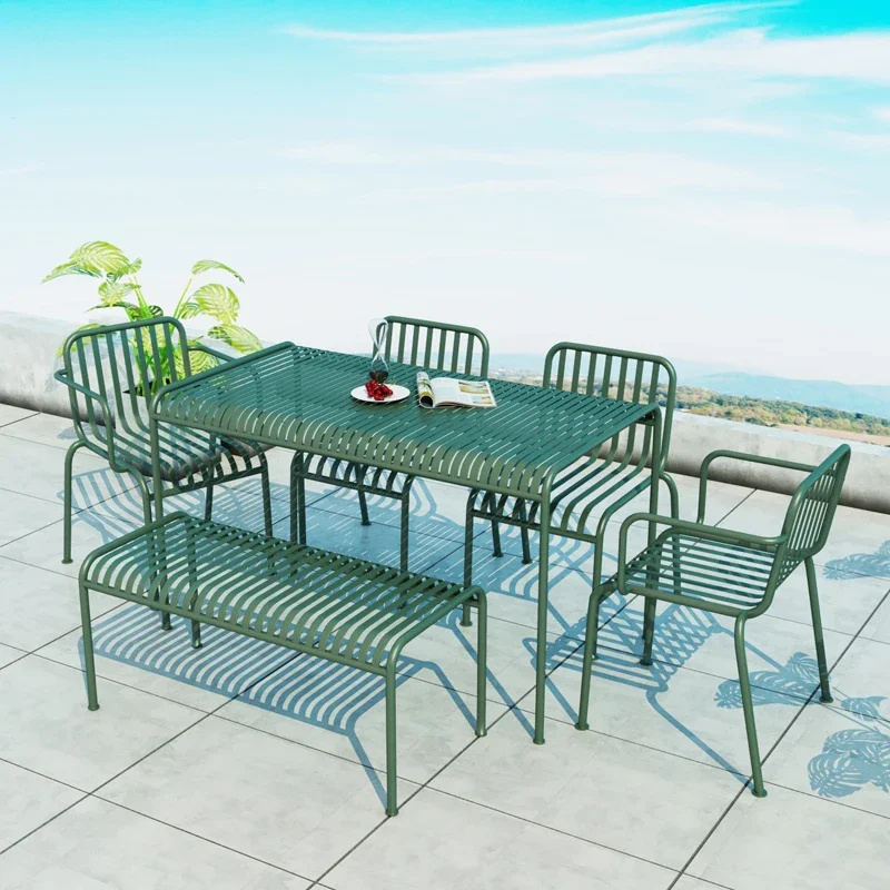 

Outdoor leisure tables and chairs, milk tea shop, coffee shop, minimalist leisure tables and chairs, iron art outdoor courtyard