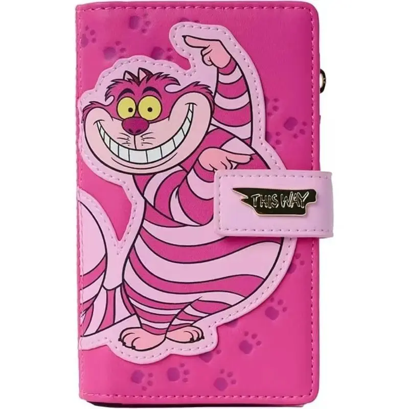 Cartera de imitación de piel de gato Cheshire de Disney Loungefly, tarjetero de cuero PU, monedero de gran capacidad para regalo de adultos