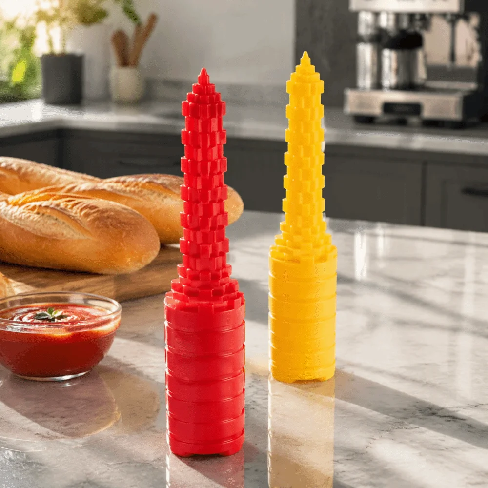 2 PCS ABS Hot Dog Bun Drill Red Yellow Manual Operation Bread Hole Puncher Easy to Use Non-Slip Grip Bun Perforator