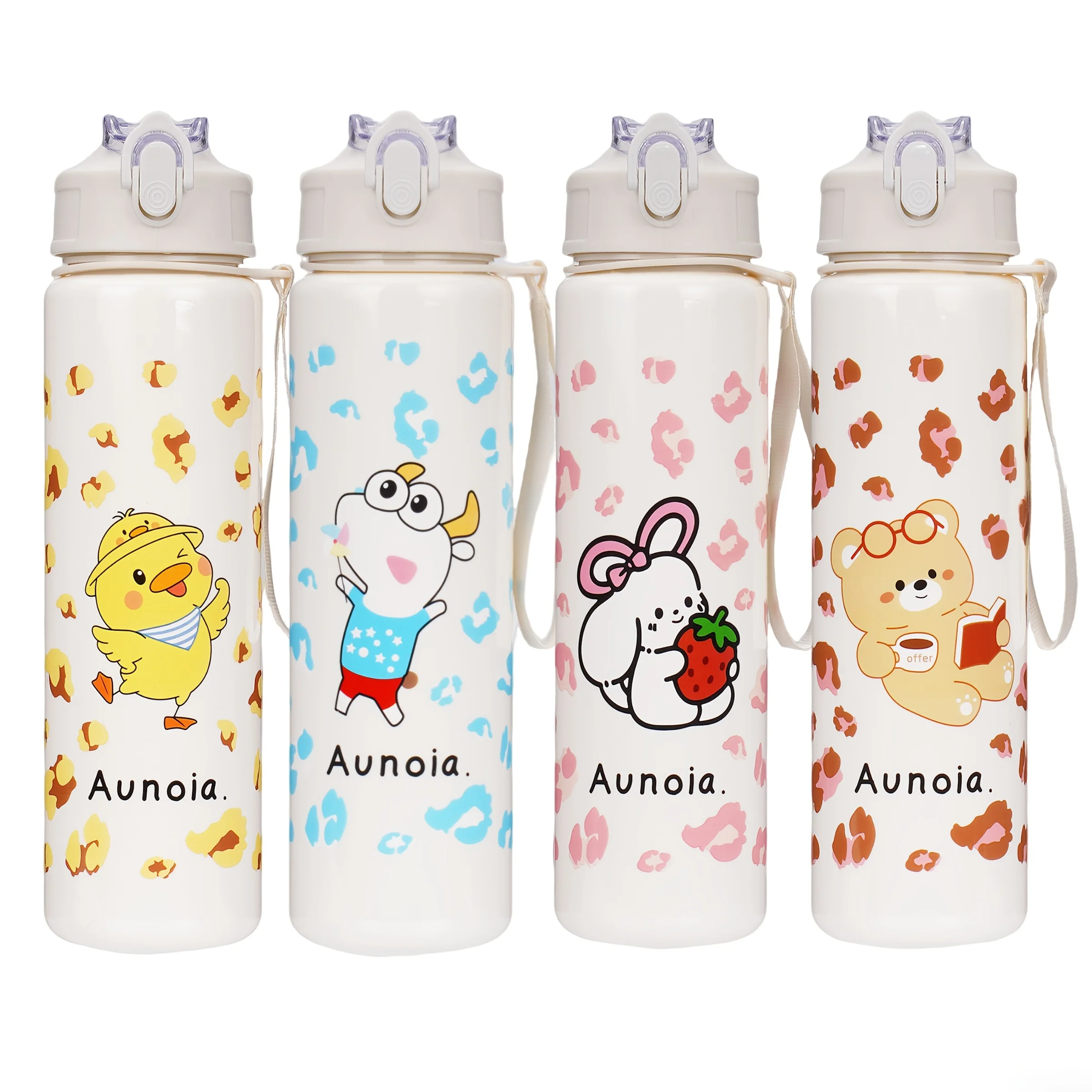 Cute Animal Pattern Water Bottle, Durable Reusable, Trendy Lovely Design, Lightweight Original Travel Kettle, Sturdy Plastic